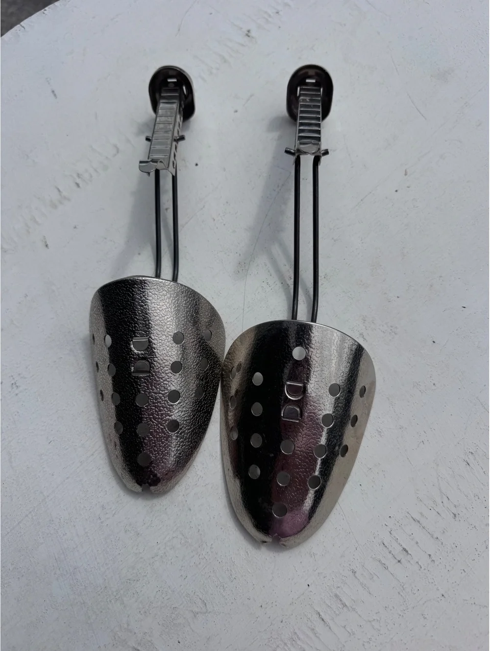 Vintage EKCO USA Metal Shoe Trees Adjustable Shapers Stretchers Pair MCM